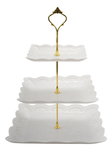 3 Tier White Cupcake Stand, Dessert Plates,