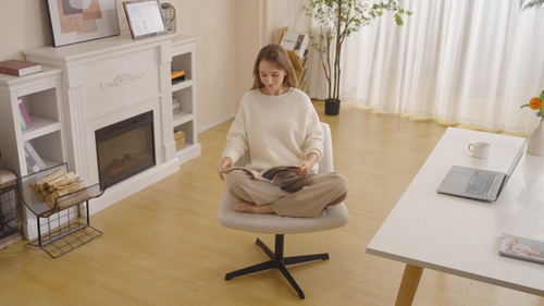 Silla De Escritorio Giratoria Ajustable Muy Cómoda De Tela Blanco Tela