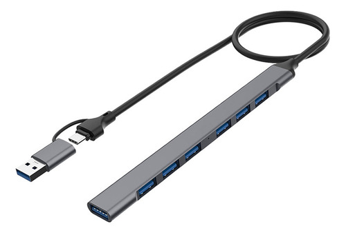 Hub Usb Delgado 2 En 1 De 7 Puertos (usb-c+usb 3.0) A Usb 2.