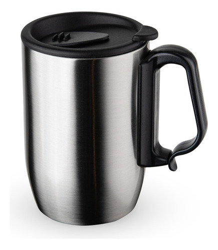 Caneca Térmica Parede Dupla Em Aço Inox E Tampa 350ml Cor Cinza Liso