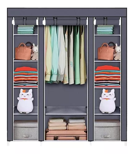 Ropero Rack Closet Armable Guarda Ropa Recamara Organizacion Color Gris  Claro