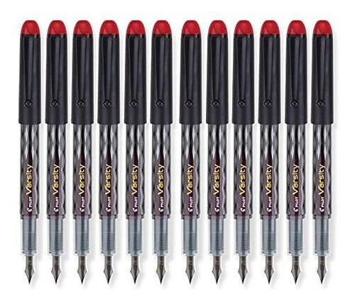 Pluma Pluma Varsity Desechable, Tinta Roja, Docena 