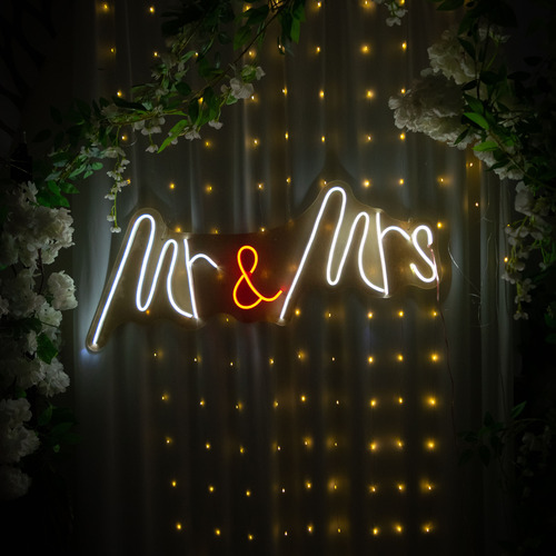 Letreros Neón Led Anuncios Mr & Mrs Boda Wedding