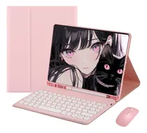 Comprar Capa Teclado E Mouse Para iPad Pro 11 Pol.(4ªu002F3ªu002F2ª Geração) Cor Caso De Couro Rosa + Teclado Redondo + Mouse