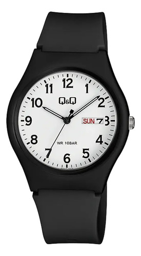 Reloj Q&q Analogo Malla De Pvc Color Negro A212j003y