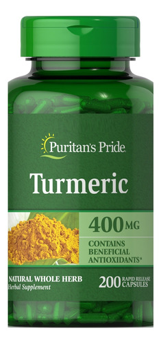 Curcuma Turmeric 400 Mg 200caps - Unidad a $300