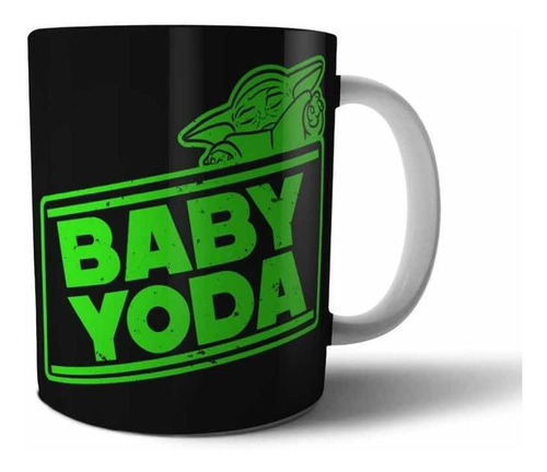 Taza De Cerámica - Baby Yoda Star Wars Negra