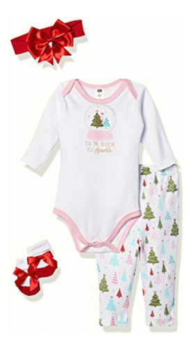 Hudson Baby Baby Holiday Clothing Gift Set, 4 Piece, Sparkle