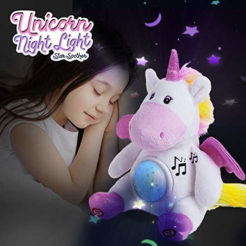 Unicornio de peluche de peluche Unicorn Star Projector Night Light para niños 