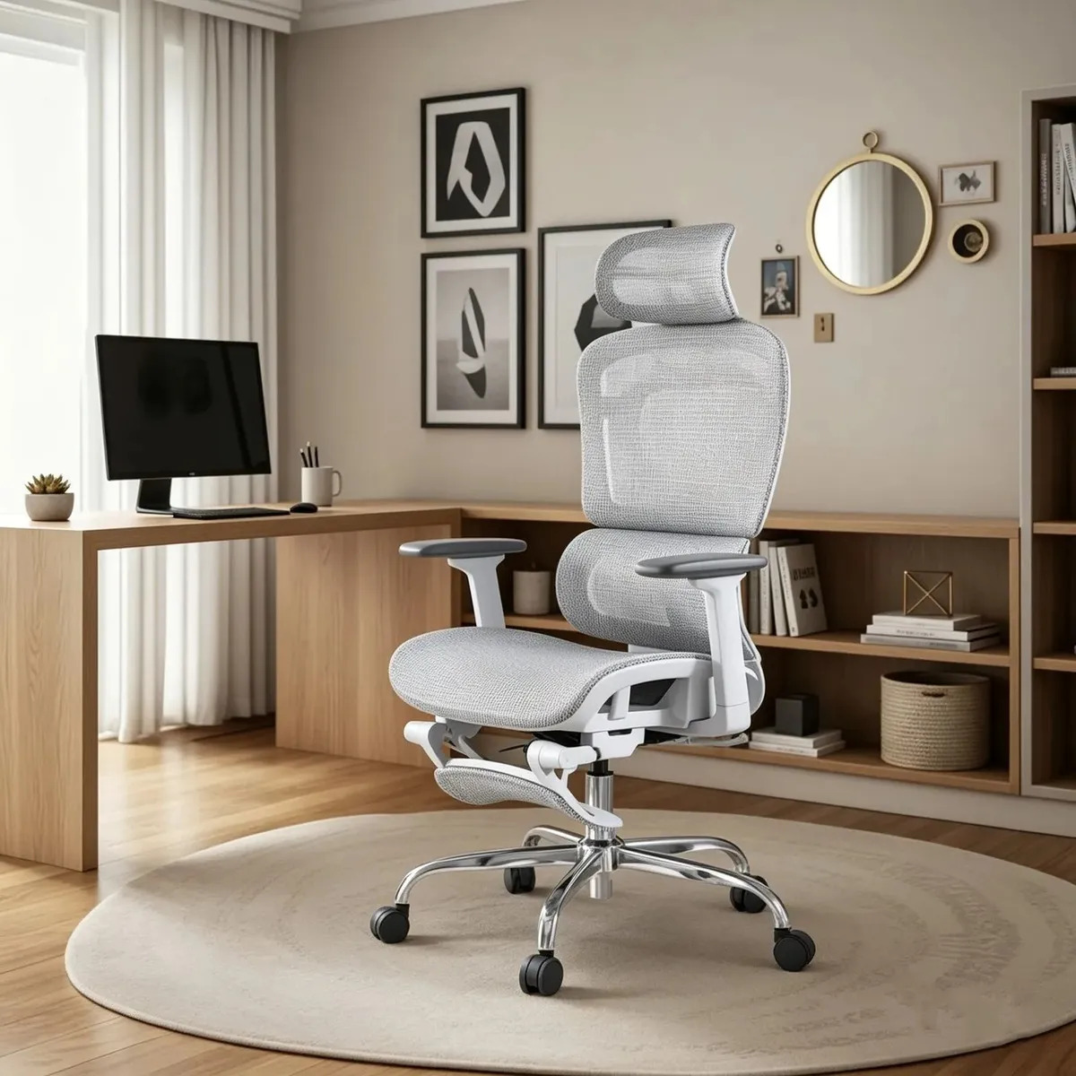 Cadeira Escritório Ergonômica Executiva Premium Cor Cinza Material do estofamento Mesh Sweet Studio