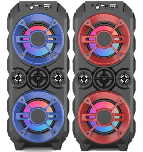 Imagen 6 de 7 de Parlante Bluetooth Portátil Karaoke Luces Led Colores 10w