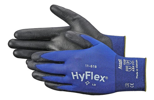 Ansell Hyflex 11-618 Guantes Recubiertos De Poli - M -12/paq