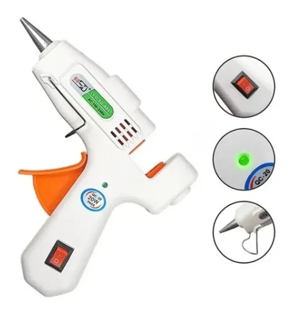 Pistola Cola Quente Bico Fino Profissional Hotmelt Branco