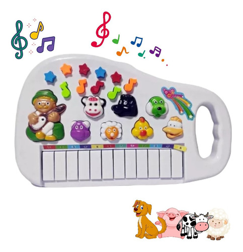 Piano Infantil Teclado Musical Educativo Bebe Criança Bichos Cor Colorido
