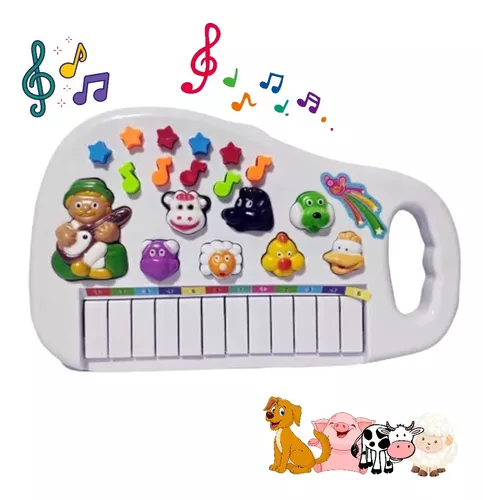 Piano Teclado Musical Infantil Bebe Sons Animais Eletronico azul