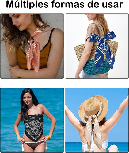 4 Piezas Mascadas Mujer Seda, Pañuelos Para Mujer,paliacates