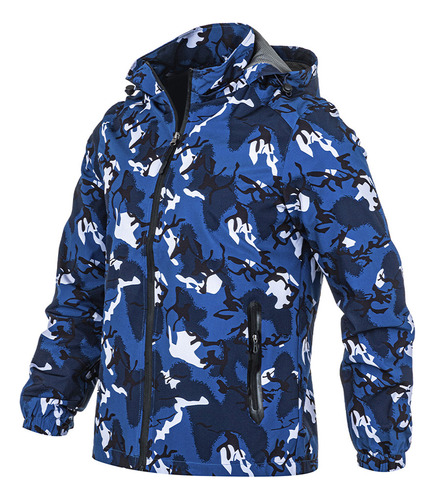 Campera Con Capucha Flash Outdoor Azul Solo Deportes