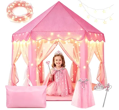 Castelo Princesa Barraca Infantil Tenda Meninas Com Luzes