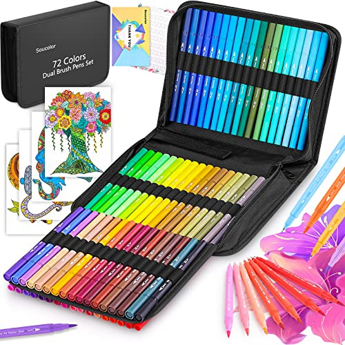 Juego De Rotuladores Para Colorear Para Adultos, 72 Colores,