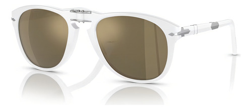 Óculos Solar Aviador Persol Po0714sm 1191am 54 Steve Mcqueen Armação Marfim - Brilho Haste Marfim - Brilho Lente Dourada Espelhada
