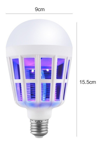 Imagen 1 de 4 de Lámpara Foco Led 12w Mata Moscas Mosquitos Insectos E27