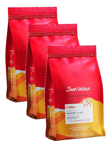 3 Café Moido Colombiano Juan Valdez Premium Balanceado 250g