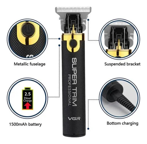 Máquina De Cortar Cabelo Vgr V082 Acabamento Profissional