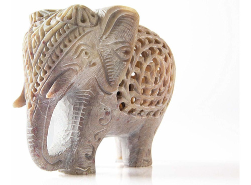 Figura Elefante Blanco Suerte Estatua Vientre 3.9 In Hecha