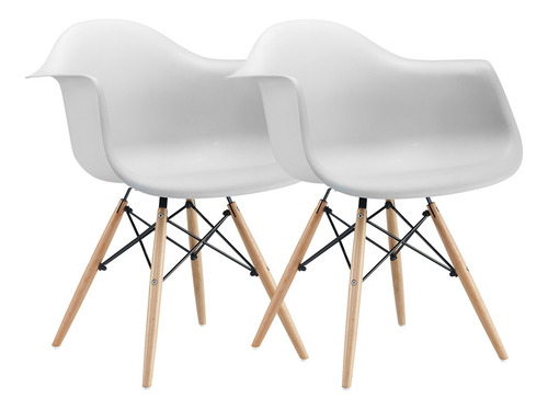 Set X 2 Sillon Silla Comedor Diseño Eames Dsw Patas Madera