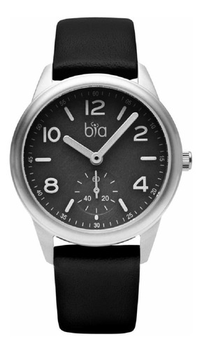 Reloj Mujer Bia B1002 Cuarzo 36mm Pulso Negro En Cuero