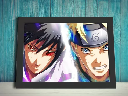 Quadro Decorativo Naruto e Sasuke Animes c/ Moldura e Vidro