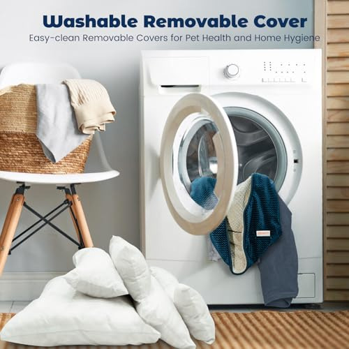 Cama Rectangular Lavable Para Mascotas Medianas Con Funda De