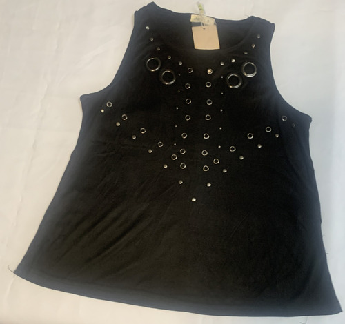 Musculosa Negra Con Tachas - Nueva - Talle S