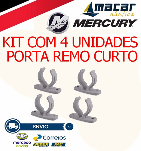 Kit Com 4 Suporte / Porta Remo Curto Barco Lanchas Caiaque