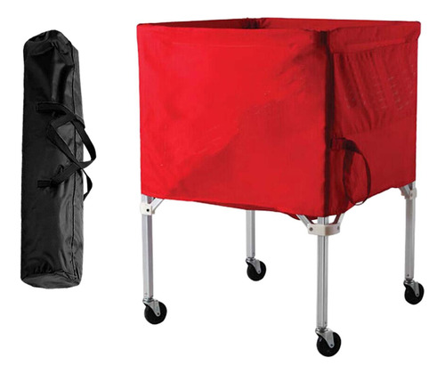 Recogedor De Carrito De Pelotas Deportivas Enrollable Rojo