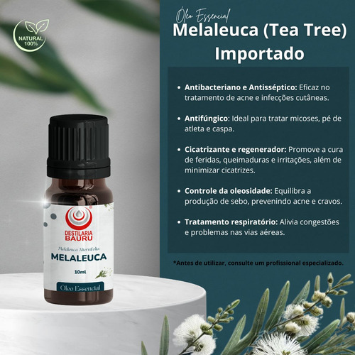 Óleo Essencial Melaleuca (tea Tree) Importado 500 Ml