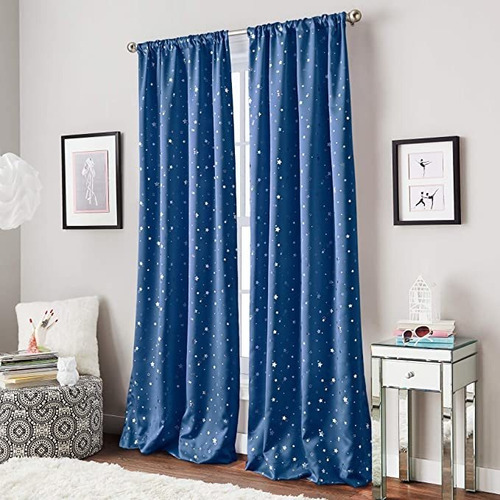 Cortinas Starry Night Room Darkening Rod Pocket Window Cort