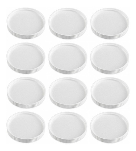 12 Tapas De Plastico Blancas De 1.2 Cm De Altura, Para Frascos Mason Jar Ball Boca Regular