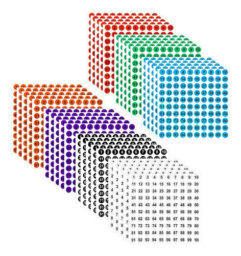 35 Hojas De Pegatinas De Números 1100 De Vinilo Redond...