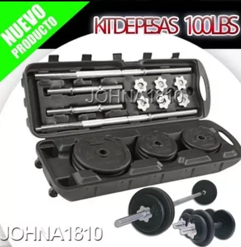 Kit Pesas 100Lb 50Kg Mancuernas Disco Fitness Entrenamiento