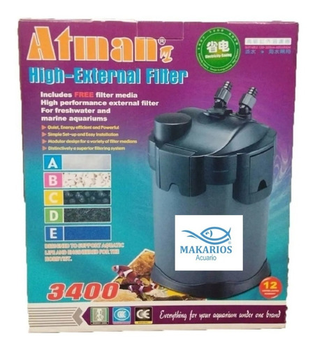 Filtro Atman Botellon Uf 3400 2200 L/h Filtro Uv 5w Acuario