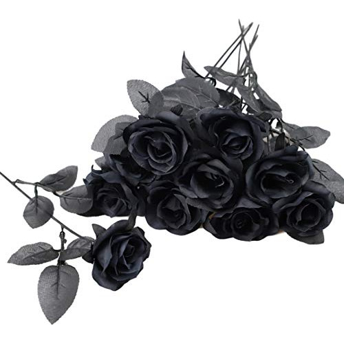 Tuzazo 10pcs Rosas Negras Flores Artificiales, Flores Rkkjh
