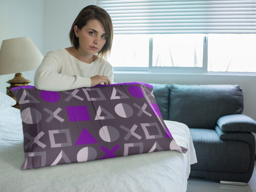 Lençol De Casal Vídeo Game Roxo Decoração Top Quarto Gamer