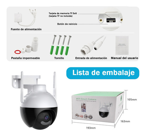 Camara De Seguridad 1080p Hd Lmpermeable Wifi Color Negro Y Blanco