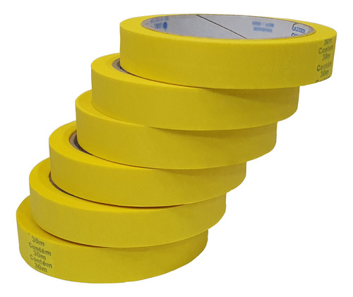 Kit Com 6 Fita Crepe Colorida 18mm X 30m Fitas Adesivas Cor Amarelo