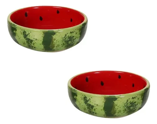 Kit 2 Unidades Bowls Frutas Tigela Cambuca Cerâmica Vasilha Verde-musgo  Melancia