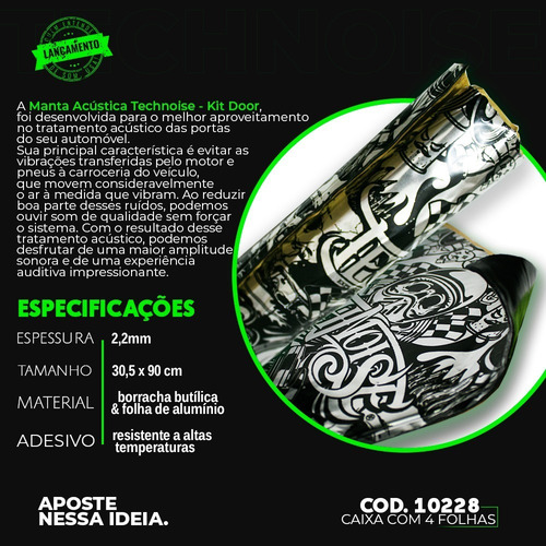 Imagem 6 de 8 de Kit 4 Folhas Manta Automotiva Carro Tratamento Acústico Top