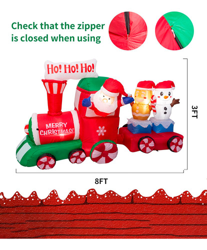 Tren Inflable Navidad Santa Claus 1.7m Decoracion Exteriores