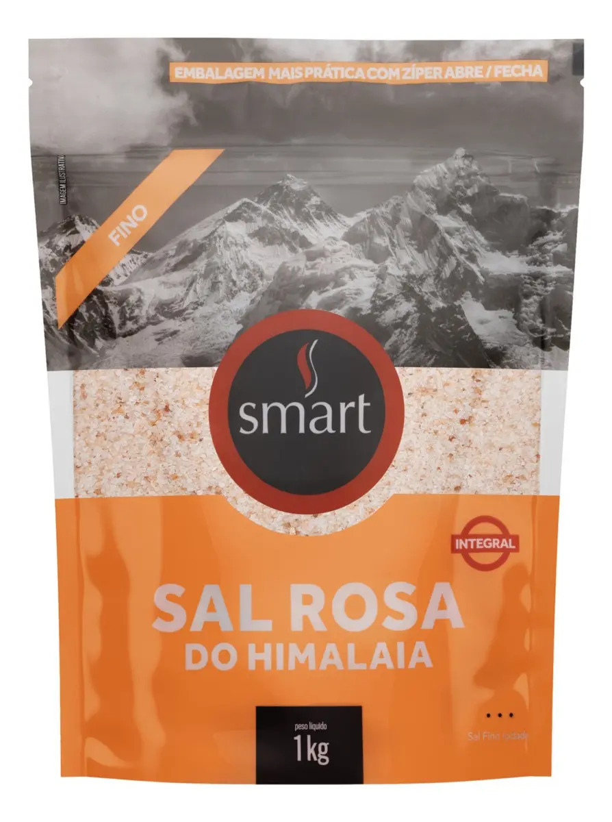 Sal sal rosa do himalaia fino Smart Integral em sachê sem glúten 1 kg