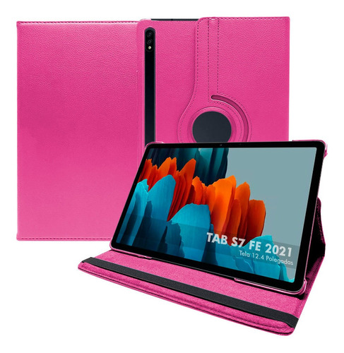 Capa Para Tablet Tab S7 Fe 12.4 Espaço Caneta Case Giratória